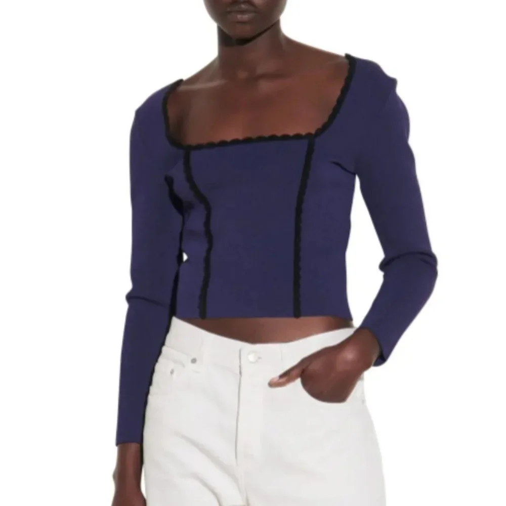 ⭐️SANDRO Crop Square Neck Sweater - Picture 1 of 5